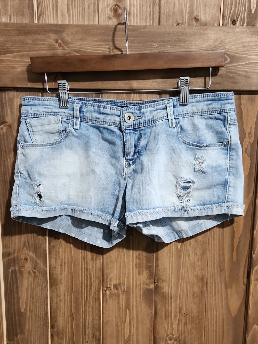 Distressed Star Denim Shorts